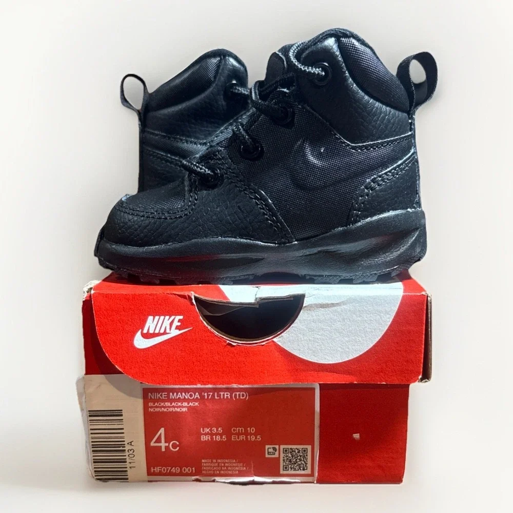 Nike Manoa LTR‎ (TD) Boots BQ5374 001 Toddler Athletic Black Shoes Size 6c